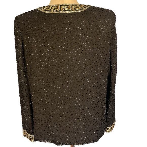 Talbots Vintage 80's Beaded Sequin Silk Jacket Black Women's Small - Picture 5 of 7